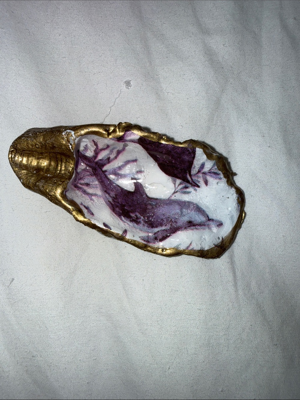 Gold and Purple Decorative Oyster Magnet - Home Accent
